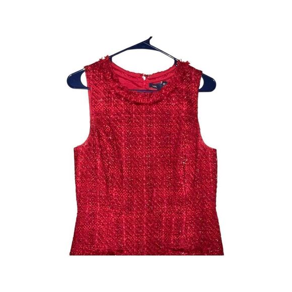 Lands End Dress Womens 8 Red Tweed Sleeveless Silver Threads Lined Pockets - Picture 3 of 6